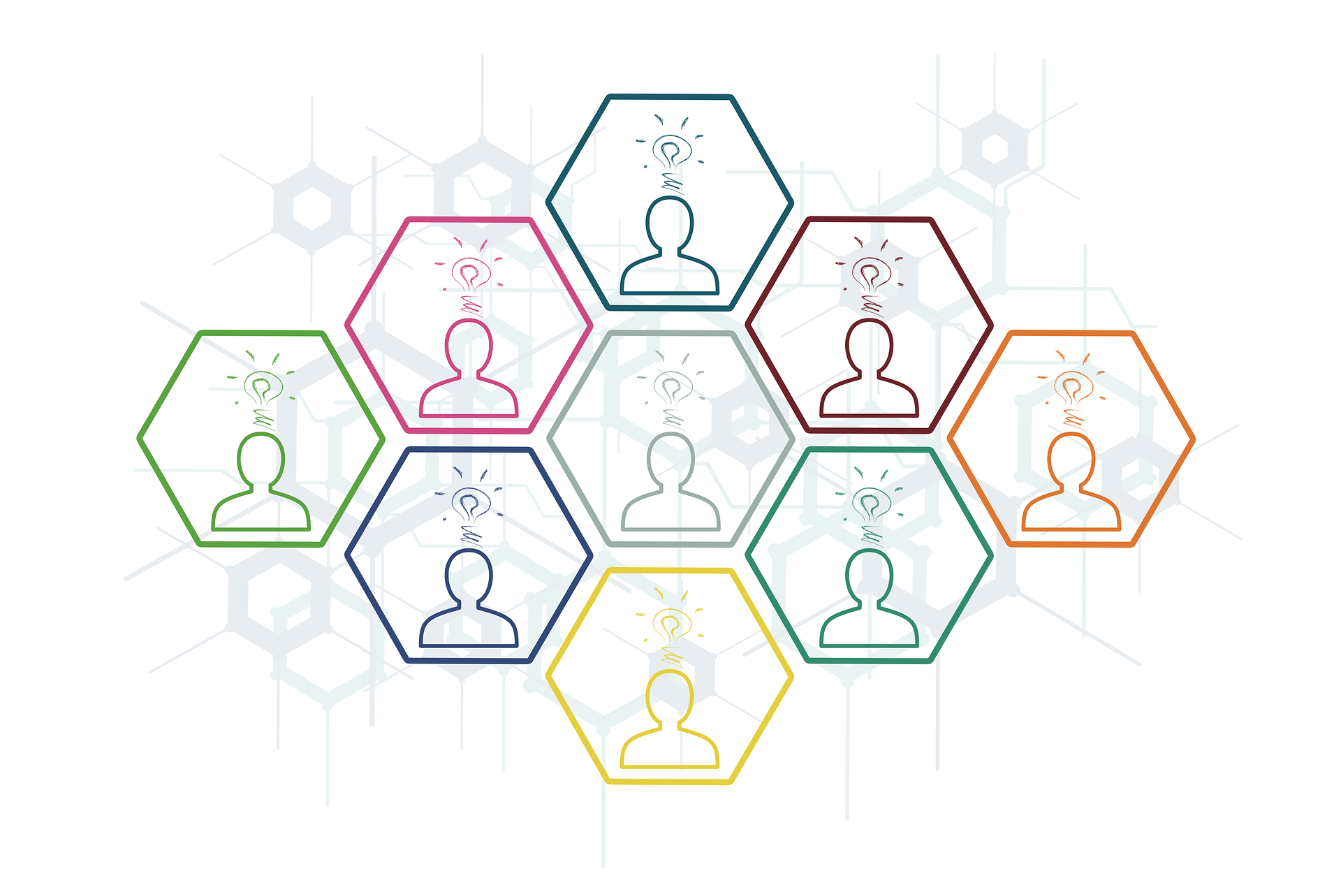 image of hexagons containing people arranged together